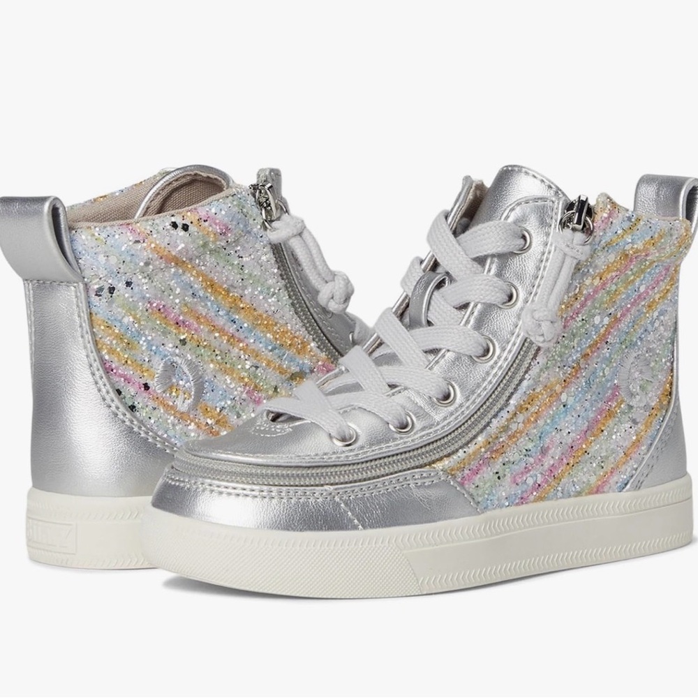 Billy Classic Lace Silver Glitter Rainbow High-Top Sneakers